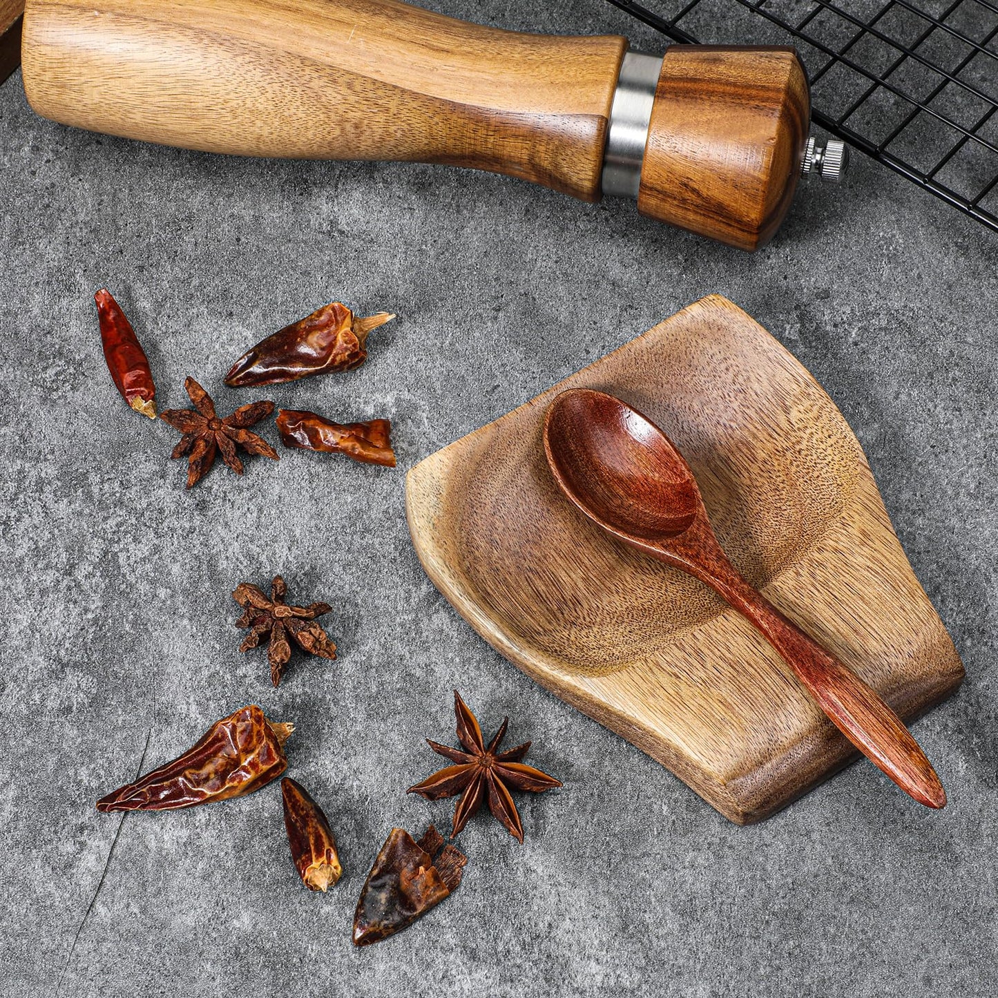Acacia Wooden Spoon Rest Holder, Wooden Spoon Rest for Stove Top Heat-Resistant Spoons Rests Smooth Spoons Holder for Kitchen Counter Spatula, Ladles, Forks, Tongs Rests
