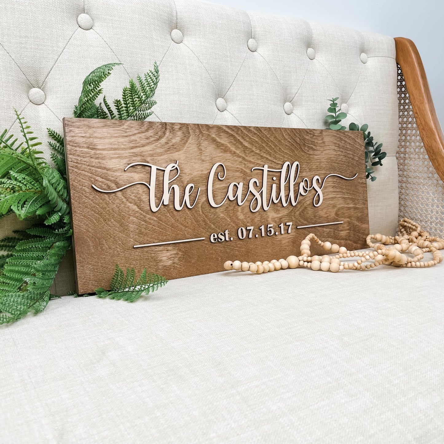 Personalized Family Name Sign – Custom Wooden Name Sign, Wedding Welcome Sign, Newlywed & Housewarming Gifts, New Home Gift Ideas, Family Name Sign, Hickory Hollow Designs (Est. Full Date)