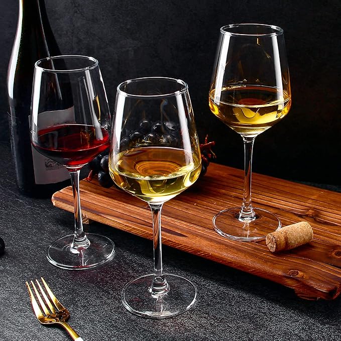 SHYRC Wine Glasses Set of 8, 12oz Clear Red/White, Long Stem Wine Glasses for Party, Wedding and Home