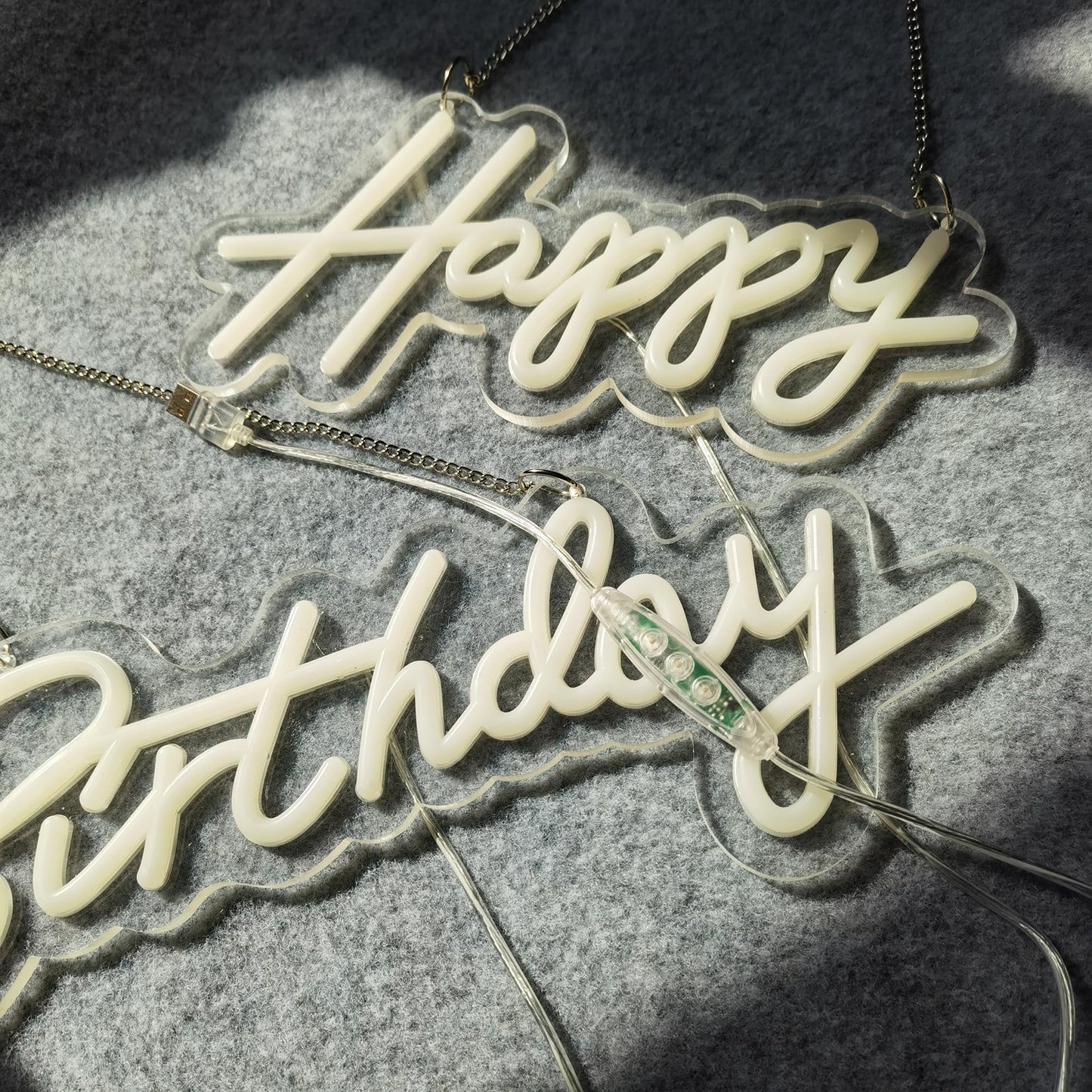 28x6 inch Happy Birthday Neon Sign Art Wall Lights for Beer Bar Club Bedroom Hotel Pub Cafe Wedding Birthday Party Gifts_White