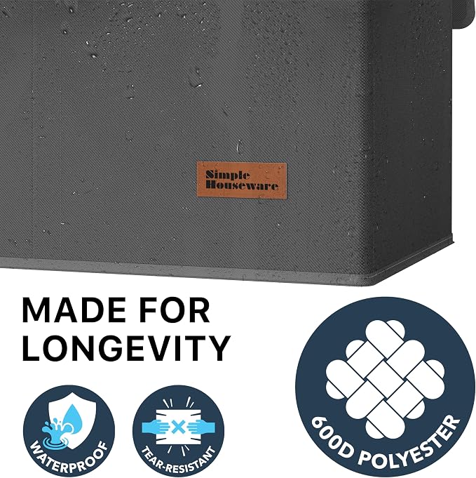 Simple Houseware Double Laundry Hamper with Lid and Removable Laundry Bags, Dark Grey