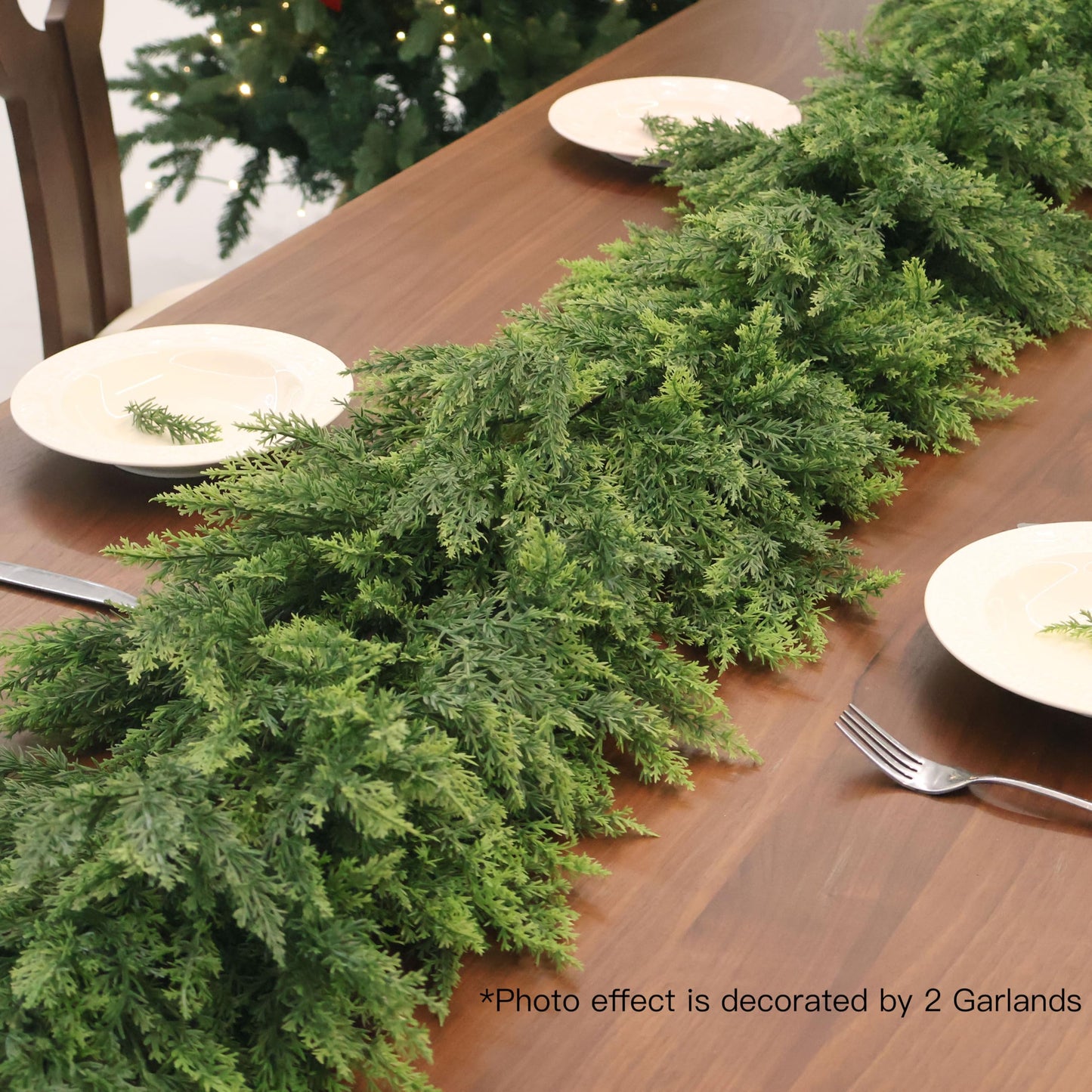 Christmas Cedar Garland Artificial Realistic Green Faux Real Touch Winter Pine Garland for Mantle Fireplace Wall Table Indoor Outdoor Decoraiton 5FT
