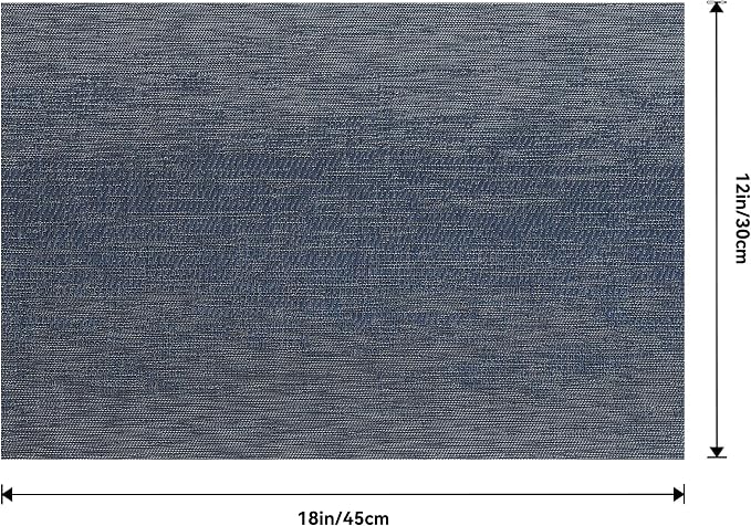 Leetaltree Denim Blue Placemats Set of 4 - Heat Resistant Non-Slip Place mats for Dining Table, Washable Durable PVC Vinyl Woven Table Mats（Denim Blue, 4）