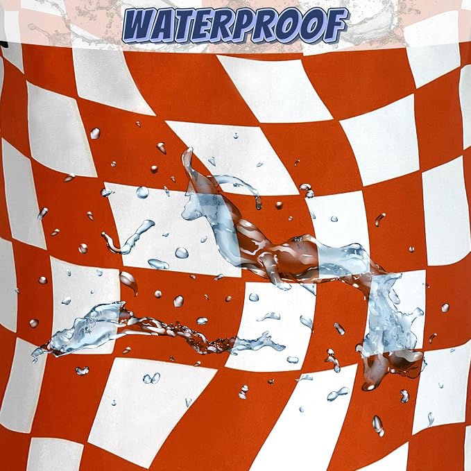 Orange Checkerboard Laundry Hamper Foldable Oxford Cloth Colorful Plaid Laundry Basket With Handle Portable Clothes Storage Organizer Basket 18.9"x16.5" Storage Bag For Laundry Room/Bathroom/Bedroom