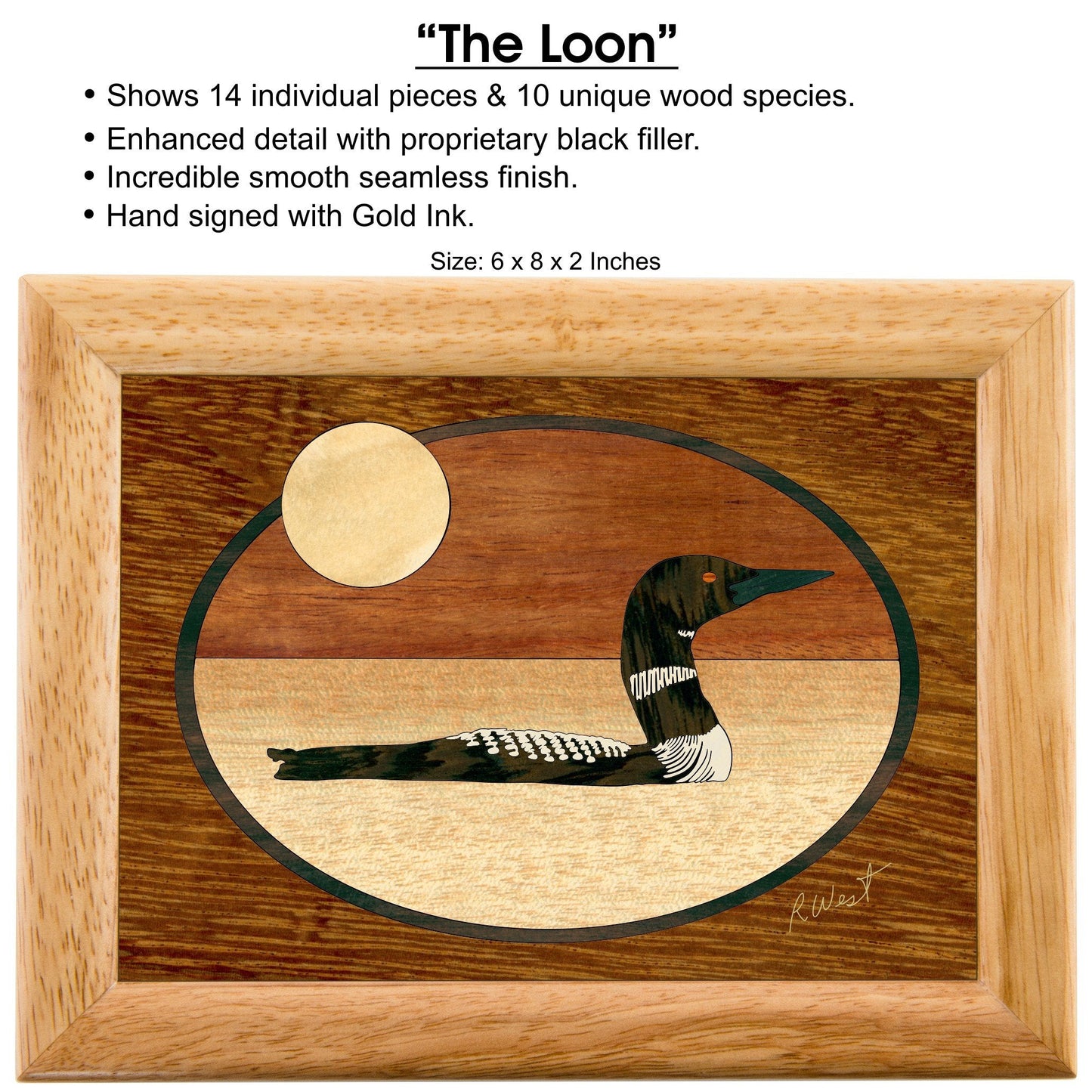 MarqArt Wood Art Loon Box - Handmade in USA - Unmatched Quality - Unique, No Two are the Same - Original Work of Wood Art. A Bird Gift, Ring, Trinket or Jewelry Box (#2143 The Loon 6x8x2)
