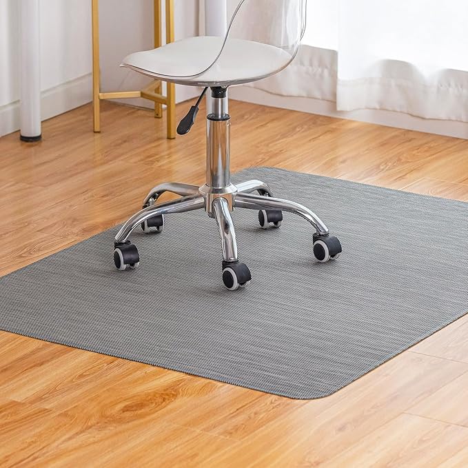 Baroyal Office Chair Mat for Hardwood Floor Under Desk Computer Rolling Chair Mat for Wood/Tile Floor Non-Slip Heavy Duty Desk Rug PVC Plastic Hard Floor Protector 45"x 53" (Gray)