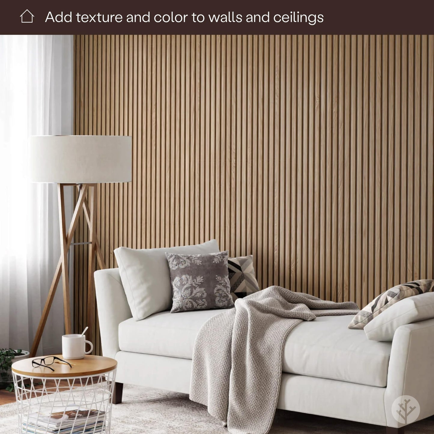 WVH Slatpanel Oak Gray Felt– Acoustic 3D Textured Wood Panels for Walls & Ceilings | Decorative Panels for Homes, Offices & Studios | 2 x-94.49” x 12.6” | Real wood veneer, MDF, Felt