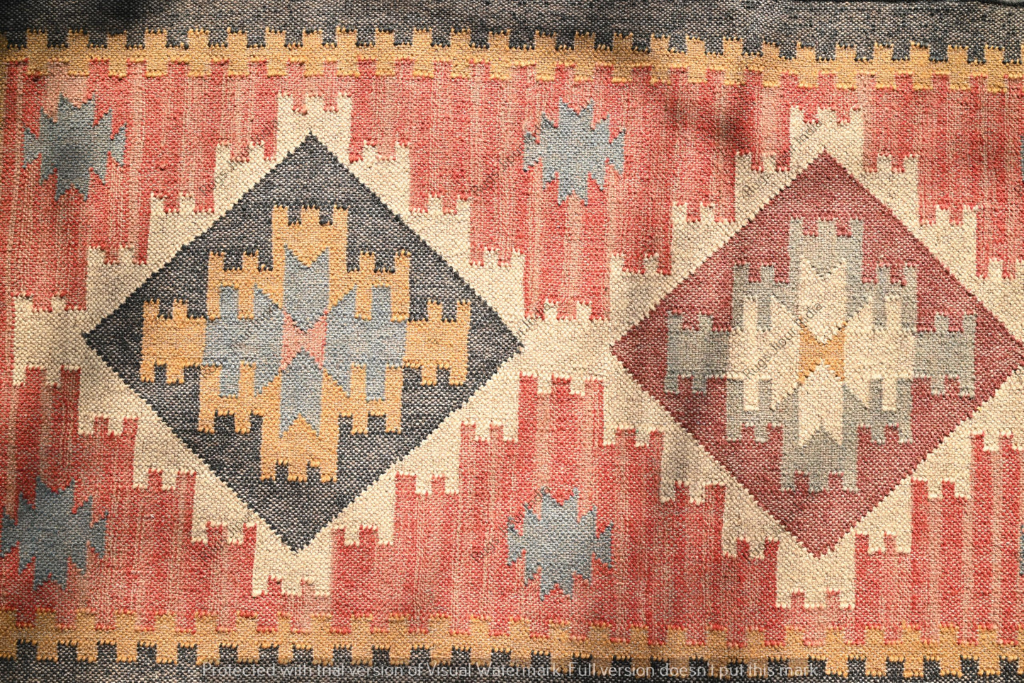 RugsJaipurIndia Handwoven Kilim Wool & Jute Rug - Flatweave Dhurrie Area Rug for Living Room Kitchen Bedroom or Entryway Non-Slip Wool & Jute Rug for Stylish Home Decor