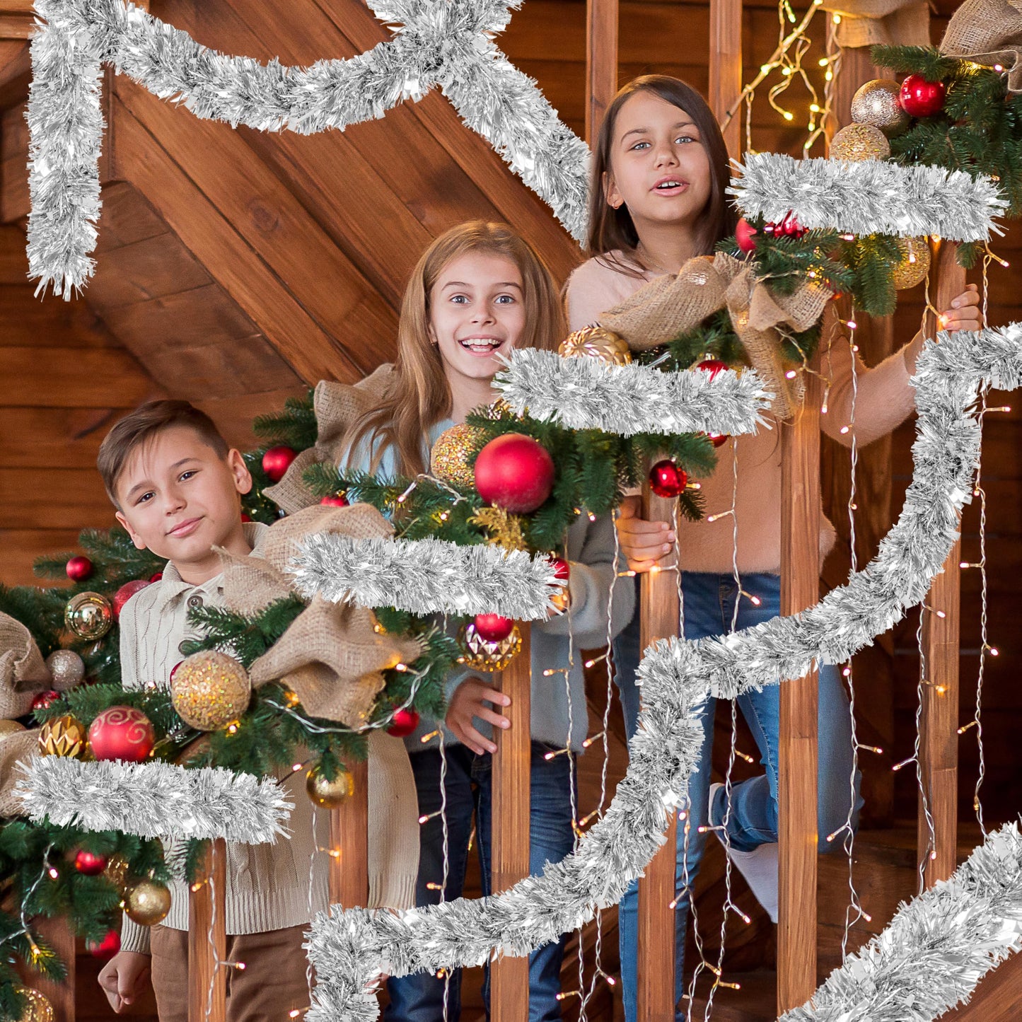70 Ft Christmas Tinsel Garland Metallic Tinsel Twist Garland Glitter Christmas Tree Hanging Decorations for New Year Party Birthday Holiday Indoor Outdoor Supplies