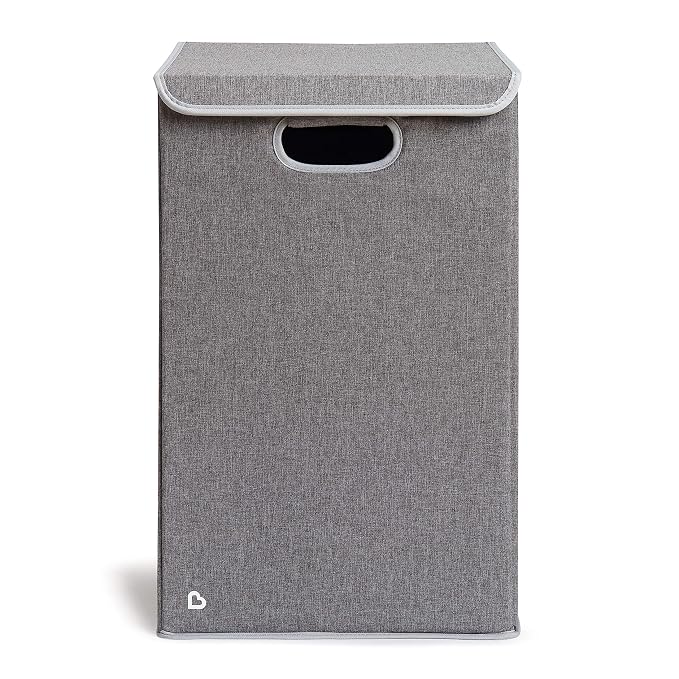 Munchkin Laundry Hamper for Baby and Kids, Collapsible Nursery Organizer with Lid, Grey
