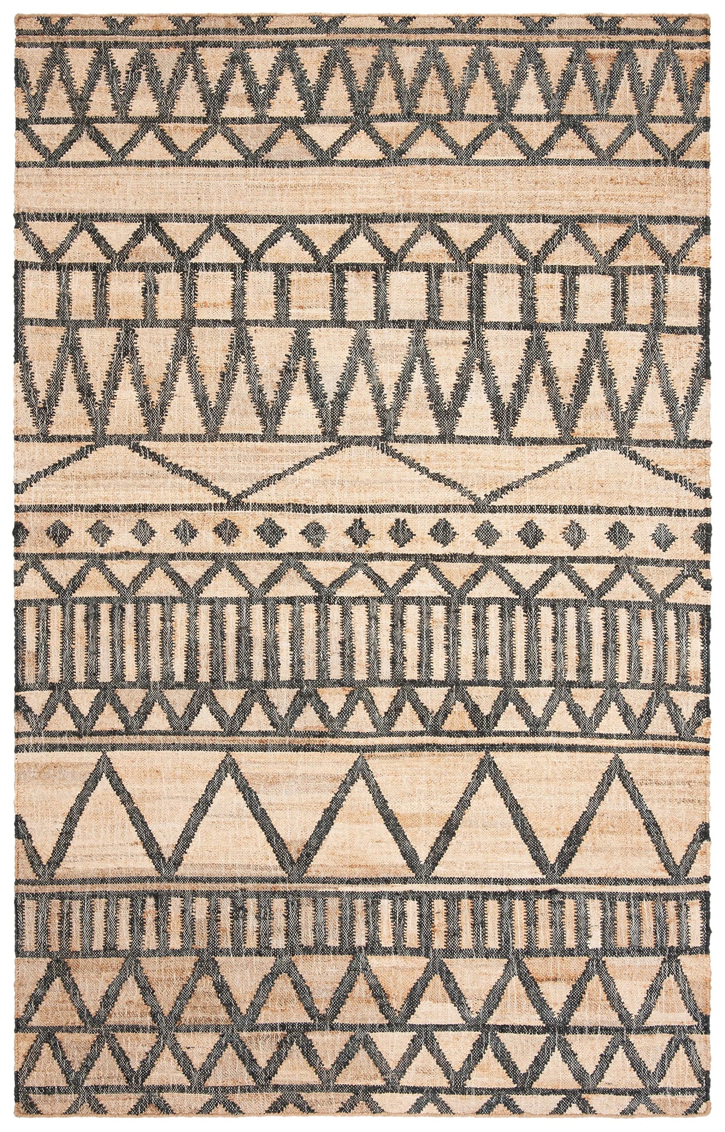 SAFAVIEH Kilim Collection Accent Rug - 3' x 5', Natural & Charcoal, Handmade Flat Weave Jute, Ideal for High Traffic Areas in Entryway, Living Room, Bedroom (KLM752A)