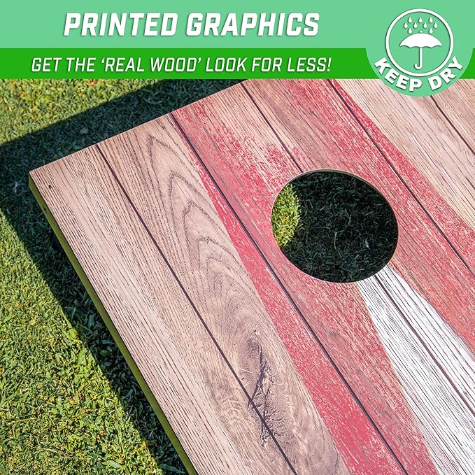 GoSports 3 x 2 ft Cornhole Board Set - Portable Outdoor Toss Game for Adults & Family - Includes Set of 8 Bean Bags with Built-in Storage - Choose Your Style