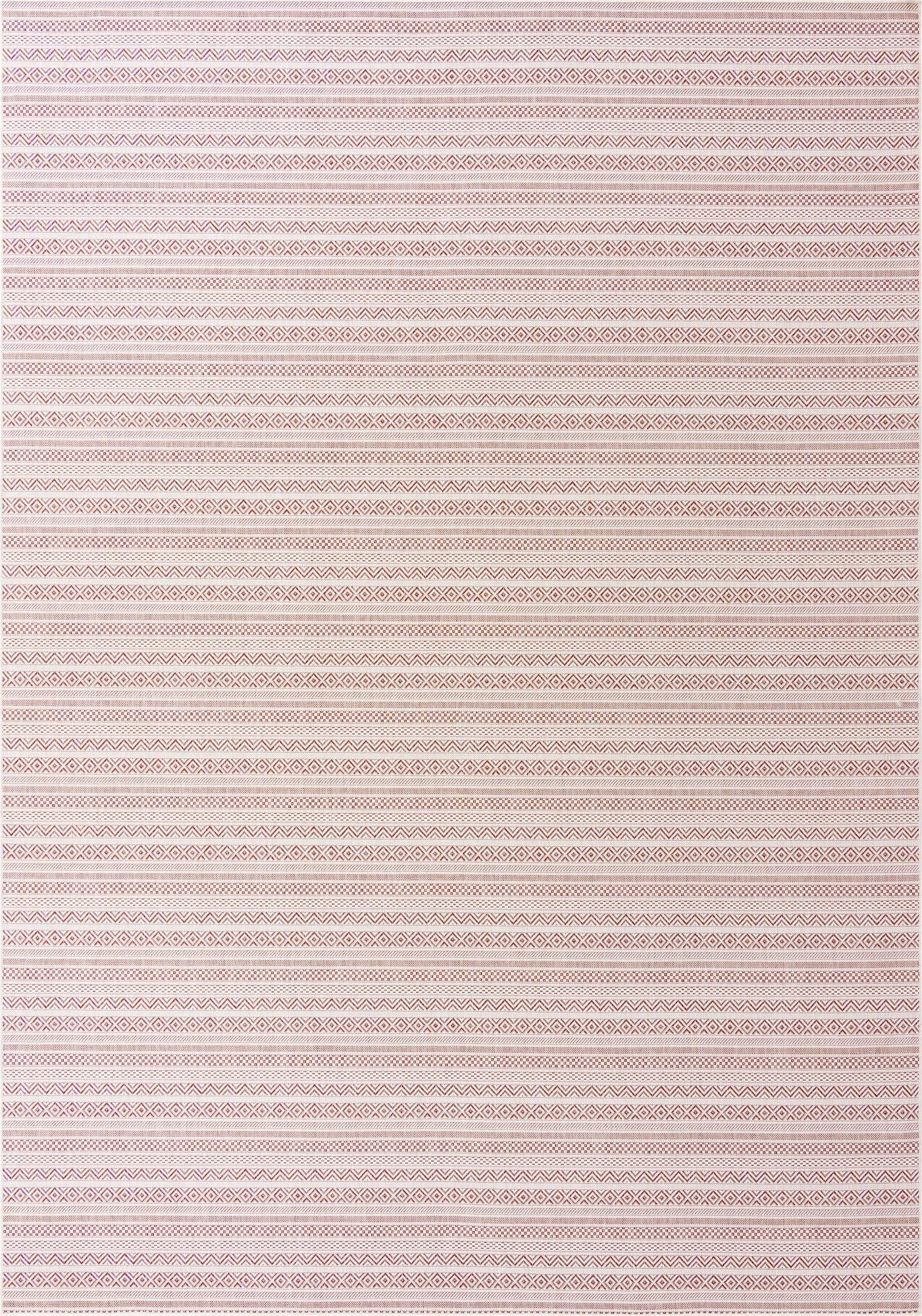 Unique Loom Outdoor Striped Collection Area Rug - Maia (10' x 14' 1" Rectangle, Red/Ivory)