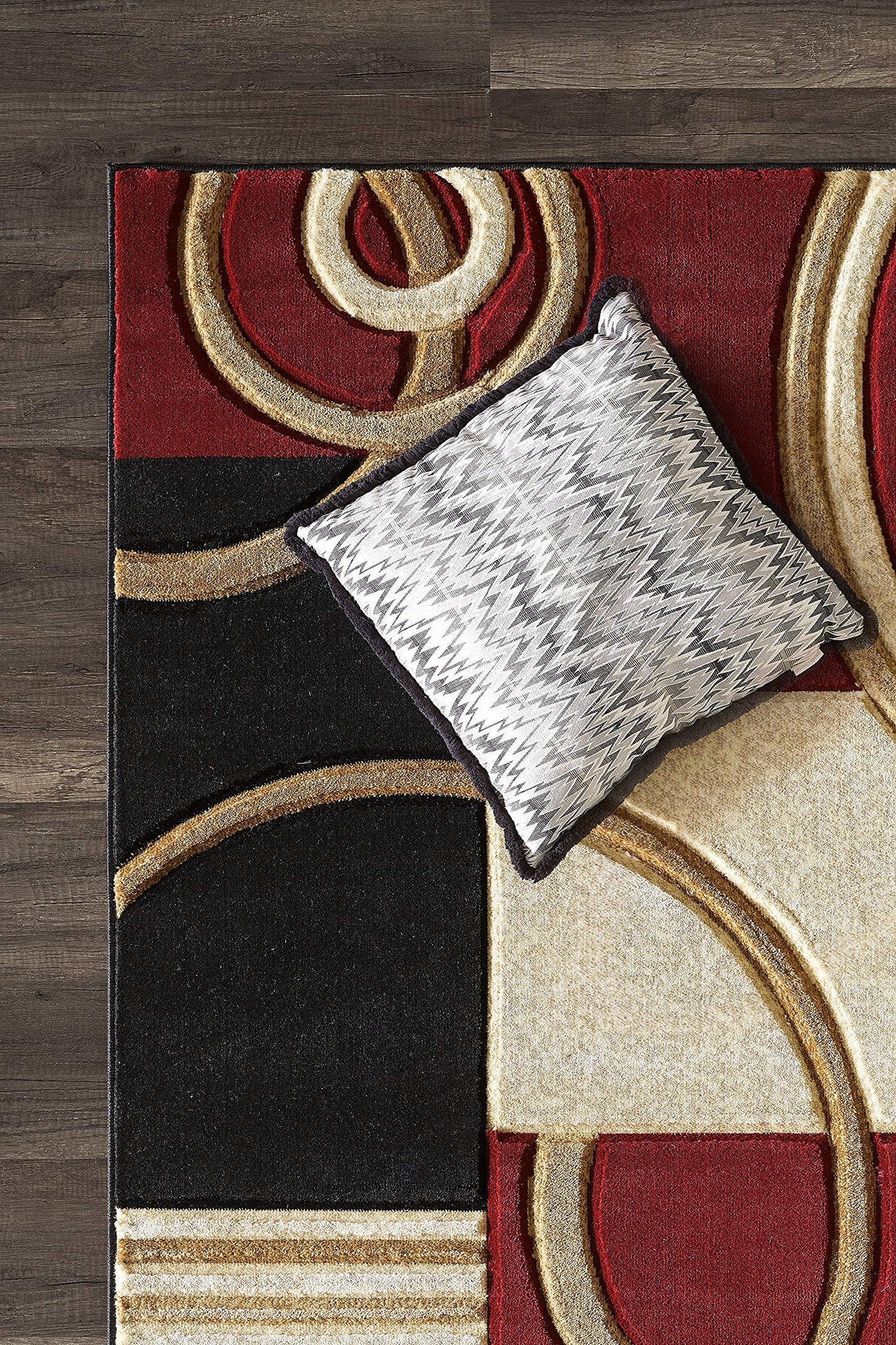 GLORY RUGS Area Rug 2x3 Door Mat Dark Red Geometric Soft Floor Carpet with Premium Fluffy Texture for Indoor Living Dining Room and Bedroom Area