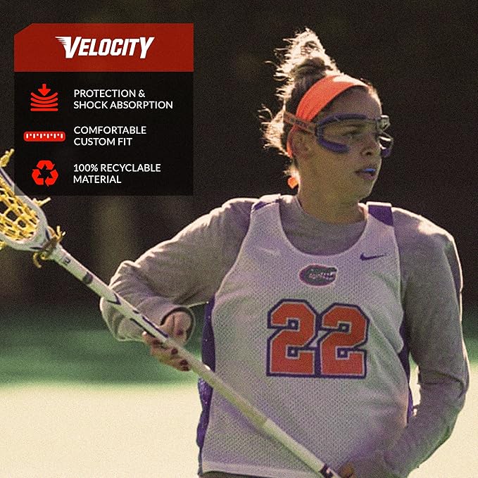Velocity Champion Youth Mouthguard, 1 Pack, Royal & Red - for Ages 11 to 18 - Ideal for Lacrosse, Football, Hockey, Basketball, Soccer, Boxing, Martial Arts, Field Hockey, and More