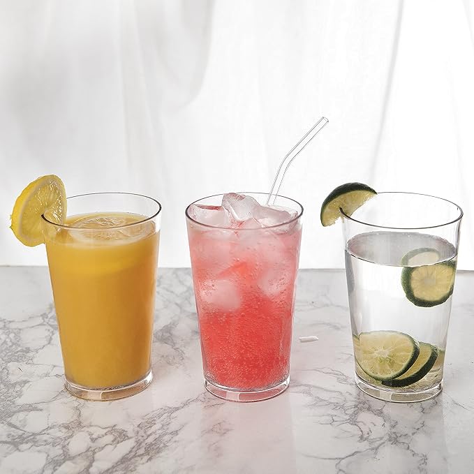 JGIRL unbreakable Plastic Drinking Glasses [Set of 6] Shatterproof Drinking Cups, reusable Drinking Tumblers, Plastic glass cup, Drinking cup, Dishwasher Safe (white)