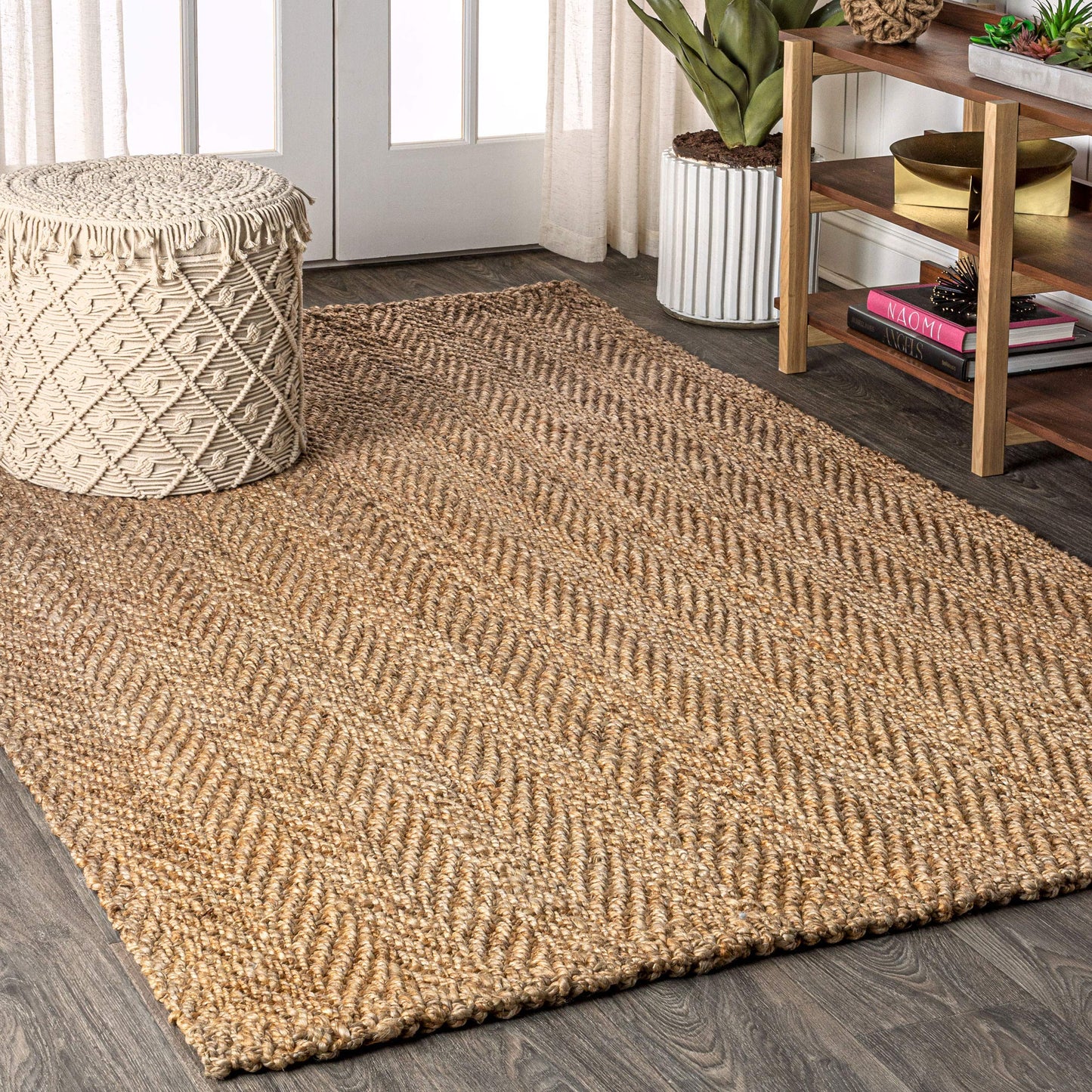 JONATHAN Y Espina Hand Woven Herringbone Chunky Jute Natural Indoor Area Rug, 8x10, Bohemian, Cottage, Easy-Cleaning for Living Room, Bedroom, Kitchen, Pet Friendly, Non-Shedding (NFR101A-8)