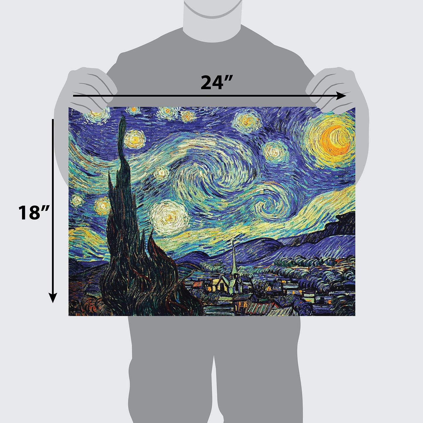 2 Pack - The Starry Night 1889 & Starry Night Over the Rhone by Vincent Van Gogh - Fine Art Poster Prints (LAMINATED, 18" X 24")