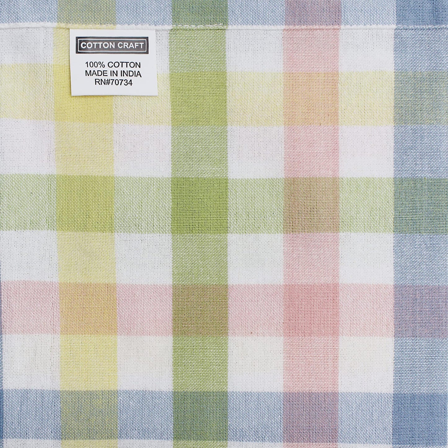 COTTON CRAFT Gingham Buffalo Plaid Check Napkins - Spring Easter Bunny Pastel Luncheon Dinner - Set of 8 - Pure Cotton - Reusable Washable - 17 x 17 inches - Yellow Multi Pastel