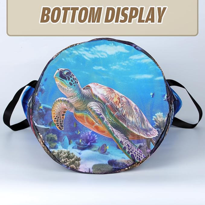 Sea Turtle Laundry Basket Animal Foldable Oxford Cloth Funny Tote Bag Laundry Hamper Clothes Storage Bucket Organizer For Bathroom/Laundry Storage/Bedroom 18.9x16.5 Inch