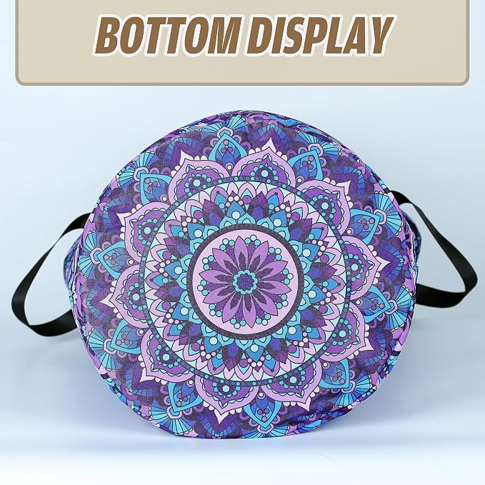 Mandala Laundry Basket Beautiful Flowers Foldable Oxford Cloth Funny Tote Bag Laundry Hamper Clothes Storage Bucket Organizer For Bathroom/Laundry Storage/Bedroom 18.9x16.5 Inch