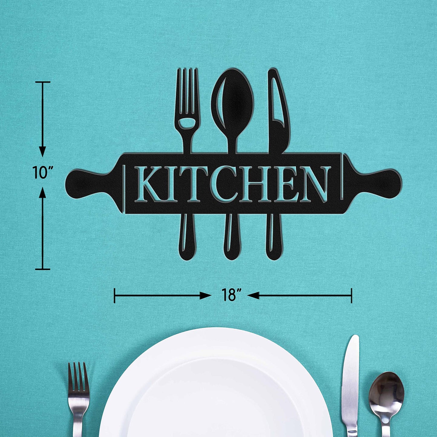 Vivegate Metal Utensil Wall Decor - Modern Black Country Sign for Kitchen and Dining Room
