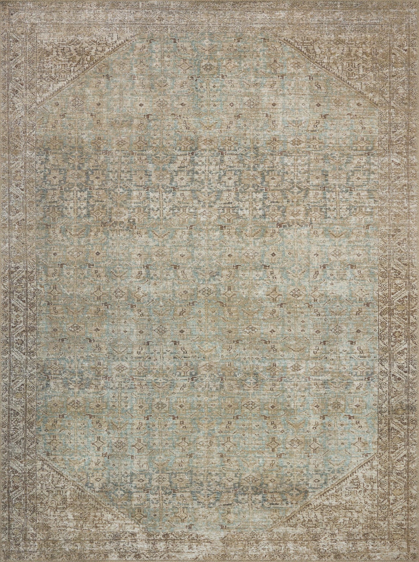 Loloi Amber Lewis Cambria Collection CBR-05 Aqua/Natural 10'-0" x 14'-0" Area Rug Jute, Neutral, Vintage Style, Antique Tone, Living, Bedroom, Dining, Carpet
