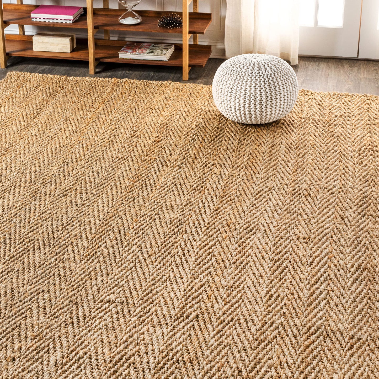 JONATHAN Y Espina Hand Woven Herringbone Chunky Jute Natural Indoor Area Rug, 8x10, Bohemian, Cottage, Easy-Cleaning for Living Room, Bedroom, Kitchen, Pet Friendly, Non-Shedding (NFR101A-8)