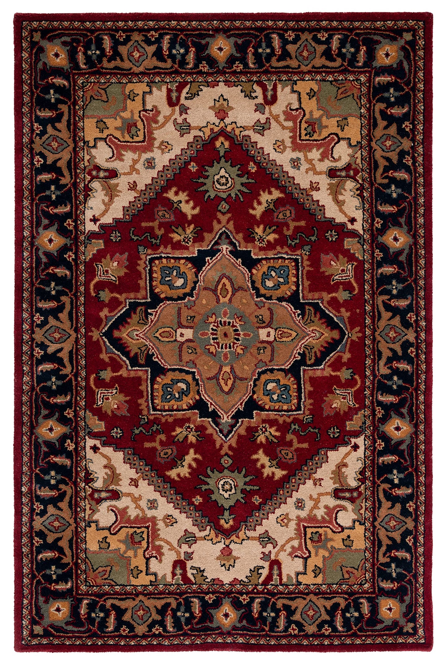 SAFAVIEH Area Rug 5x8 - Heritage Collection - Red, Handmade Wool, Traditional Oriental Medallion Design, Ideal for Living Room, Bedroom, Dining Space (HG625A)