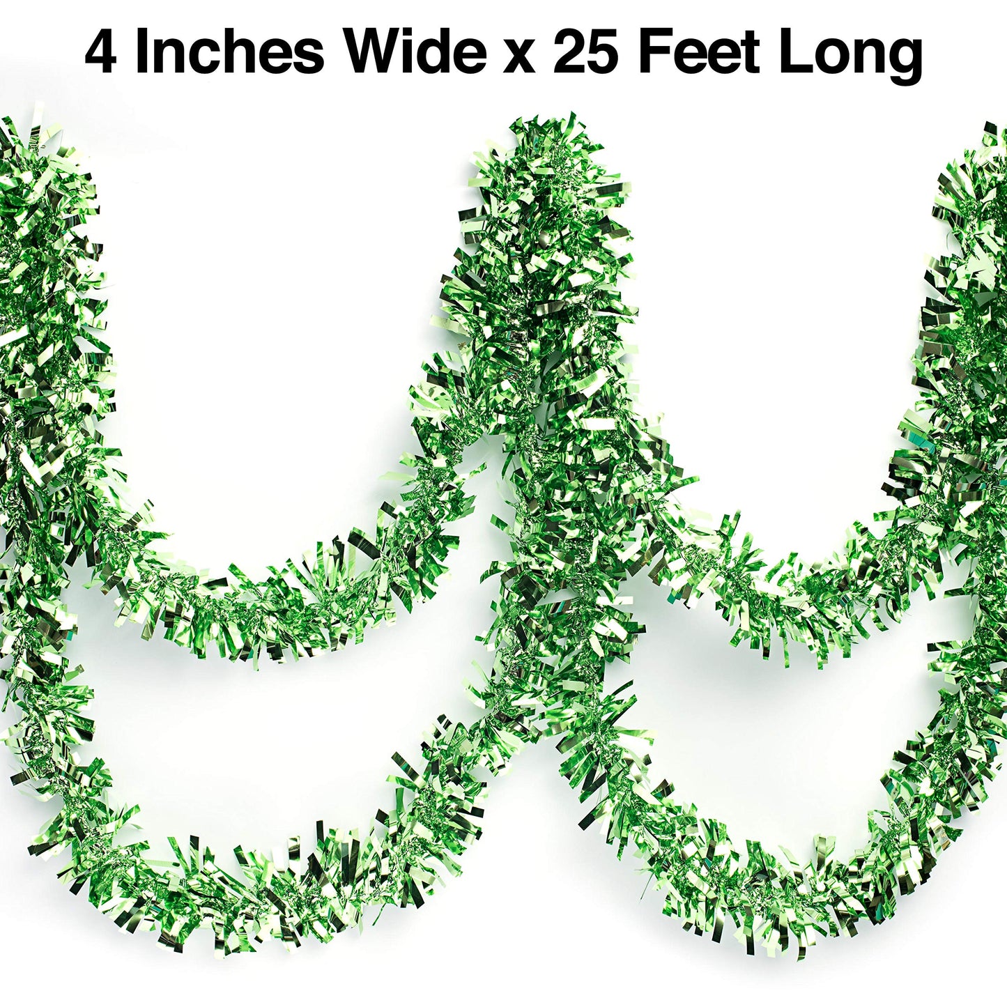 Anderson's Metallic Light Green Tinsel Twist Garland, 25ft Holiday Decoration, Christmas Tree Trim, Parade Float Decor, Party Supplies, Halloween, Graduation, Indoor Outdoor Event Garland