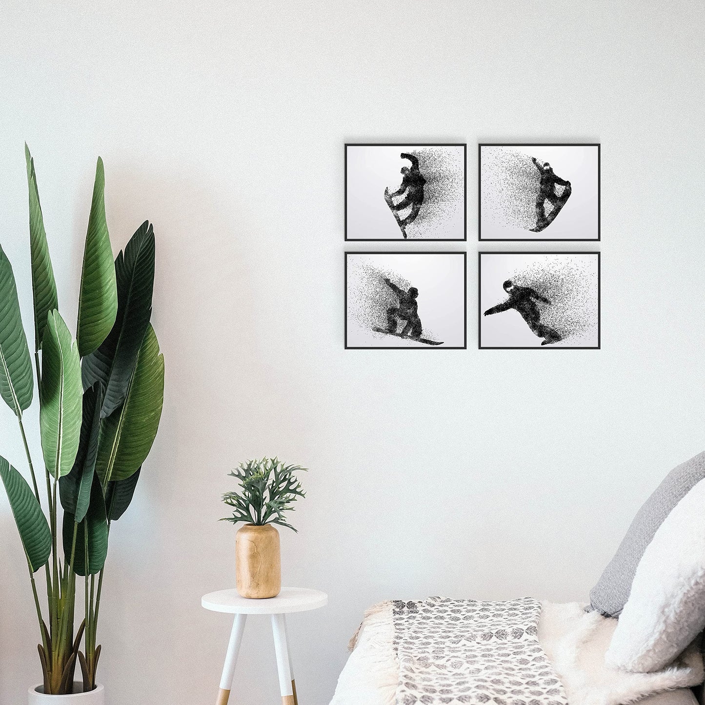 Summit Designs Snowboarding Wall Decor Art Prints - Particle Silhouette – Set of 4 (8x10) Inch Poster Photos Prints - Man Cave, Bedroom Decor - Kids Boys Girls Gift Idea