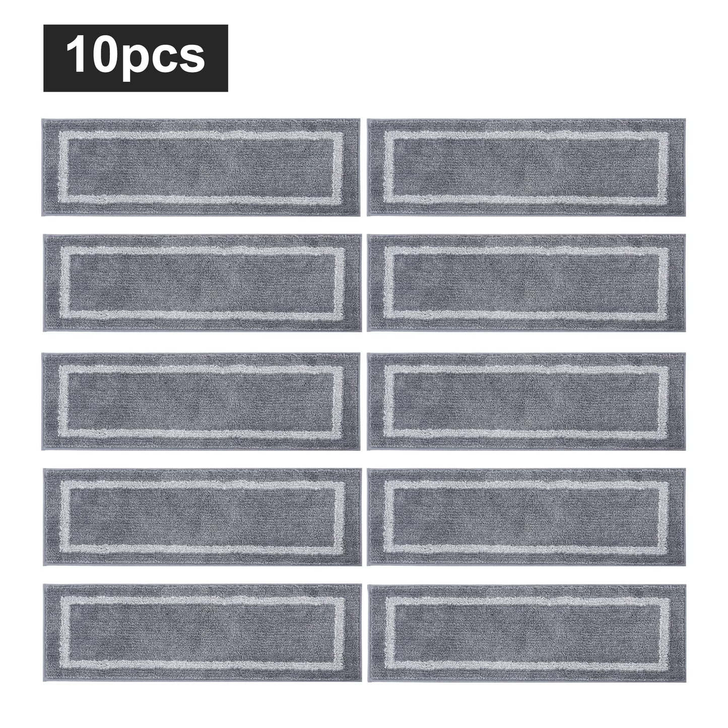 COSY HOMEER Soft Stair Treads Non-Slip Carpet Mat 28inX9in Indoor Stair Runners for Wooden Steps, Stair Rugs for Kids and Dogs, 100% Polyester TPE Backing 10pcs,Grey
