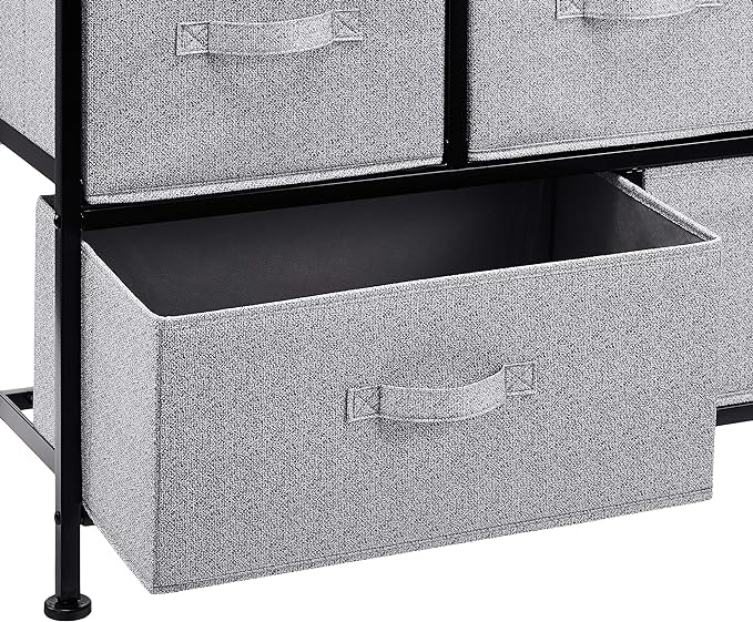 Amazon Basics Extra Wide Fabric 5-Drawer Storage Organizer Unit for Bedroom Closet, Black