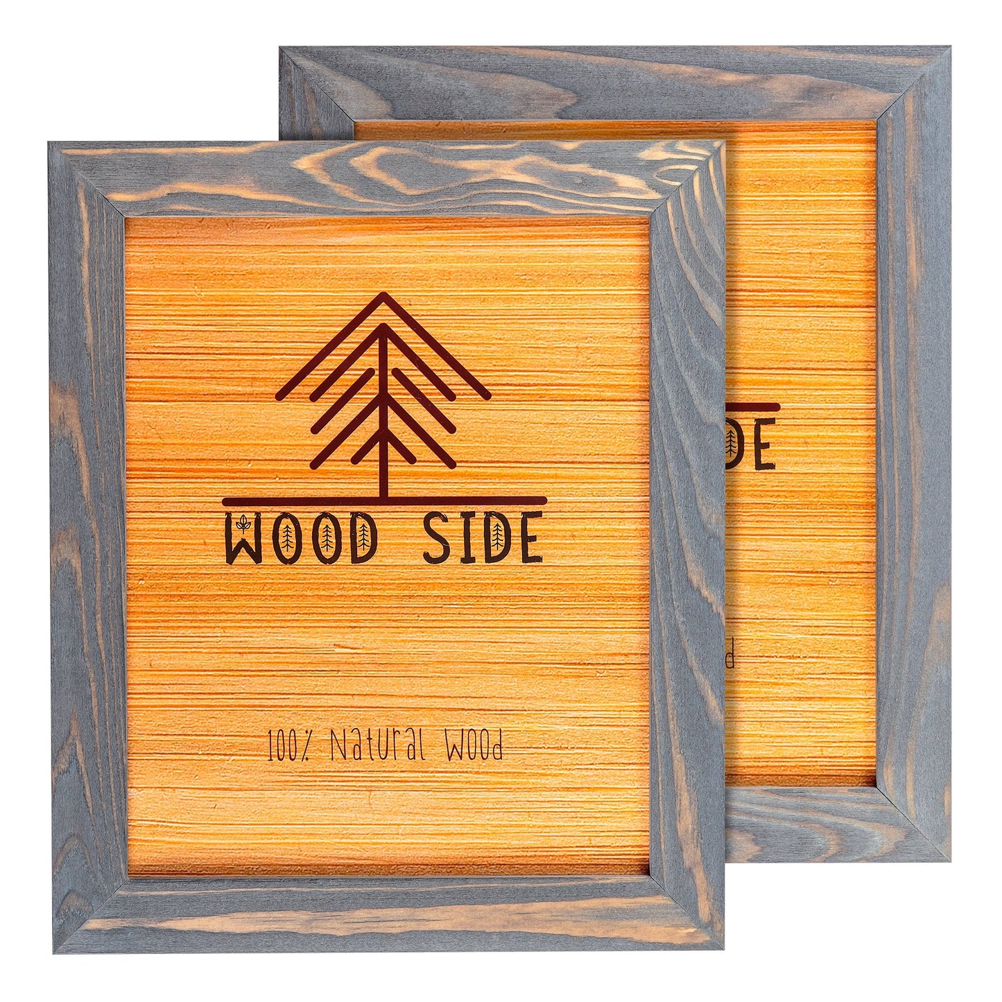 Rustic Wooden Picture Frame 8x10 - Grey Set of 2-100% Natural Eco Solid Wood and High Definition Real Glass for Wall Mounting Tabletop Photo Frames