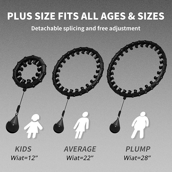 Weighted Hula Infinity Fitness Hoop for Adult Weight Loss, 2 in 1 Smart Fitness Workout Hula Circle Hoops with 28 Links(53 Inch), Exercise Fit Hoop Suitable for Women and Beginners