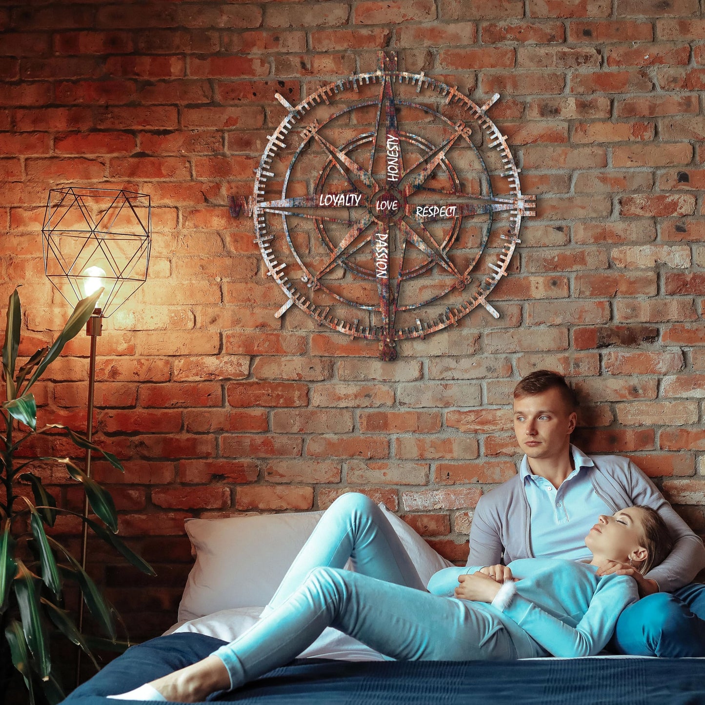 Venovez Compass Wall Decor with Inspirational Words Laser-Cut Metal - Wood Art with Digital Print, Nautical Home Decoration for Living Room, Office, or Gifts