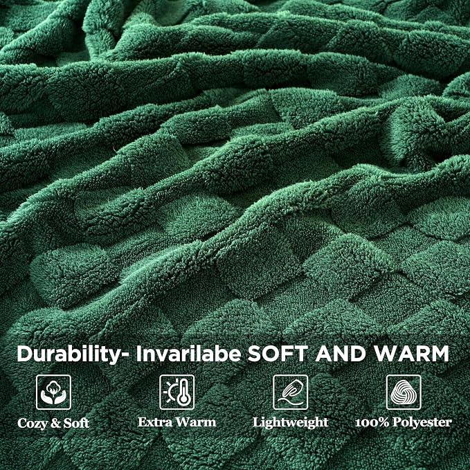 Zyrah Super Soft Throws for Couch Fleece Throw Blanket Lightweight Decorative Fuzzy Cozy Blankets for Sofa Chair Bed (B-Dark Green, Twin(60"x80"))