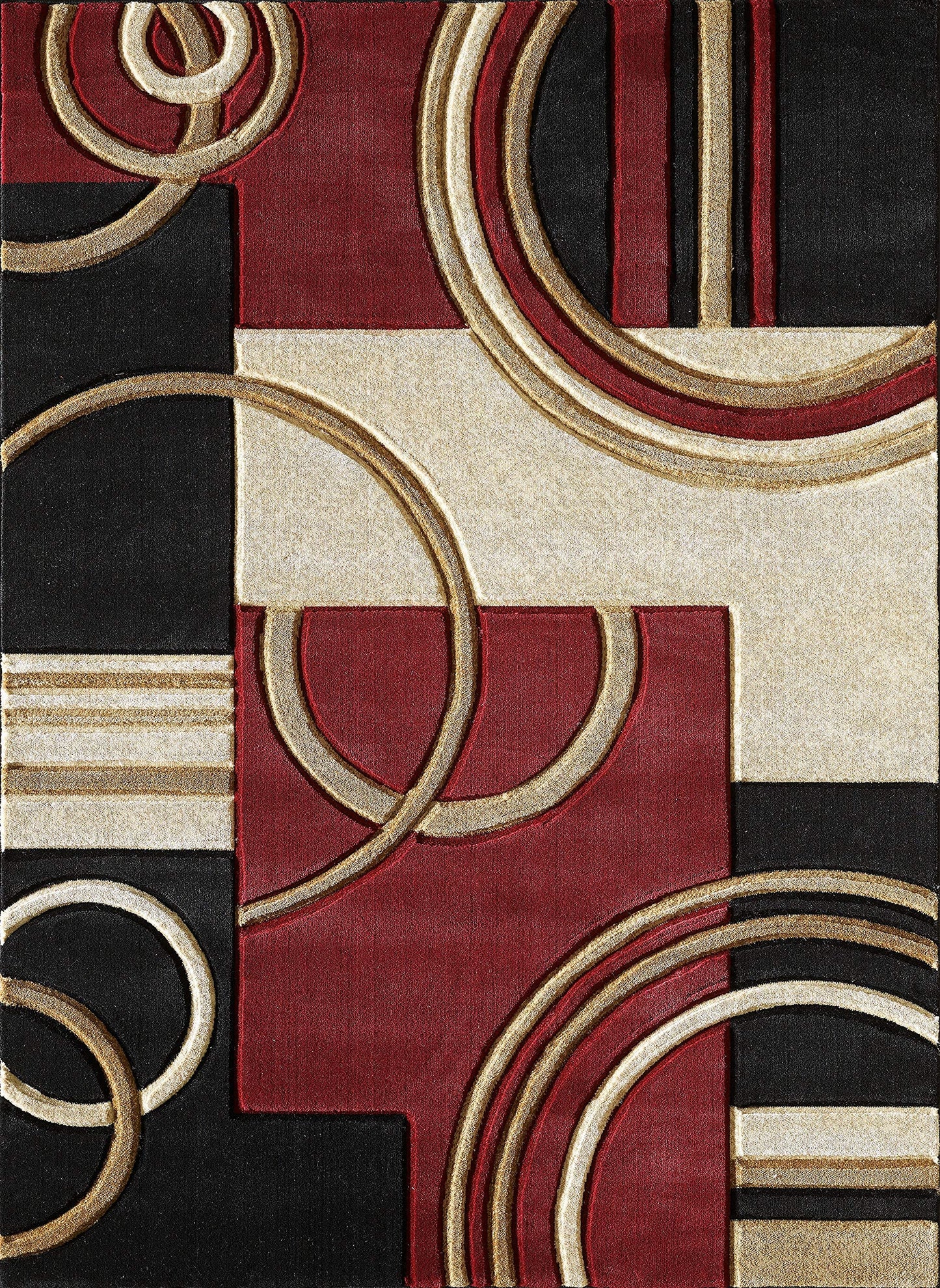 GLORY RUGS Area Rug 2x3 Door Mat Dark Red Geometric Soft Floor Carpet with Premium Fluffy Texture for Indoor Living Dining Room and Bedroom Area