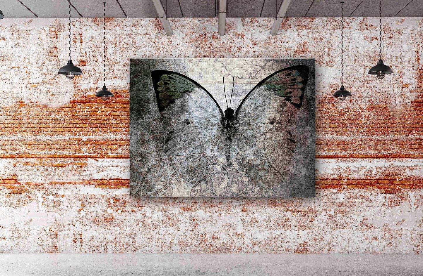 SpiritualHands Captivating ModernAbstract Canvas Wall Art for Living Room and Bedroom, Modern Black and White, Blue, and Textured Designs, Enhance Your Space with Large, Metal Accented Artwork, Perfect for Contemporary Home Decor (01 GRUNGE BUTTERFLY M AB