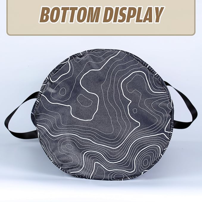 Topographic Map Laundry Basket Topography Pattern Foldable Oxford Cloth Funny Tote Bag Laundry Hamper Clothes Storage Bucket Organizer For Bathroom/Laundry Storage/Bedroom 18.9x16.5 Inch