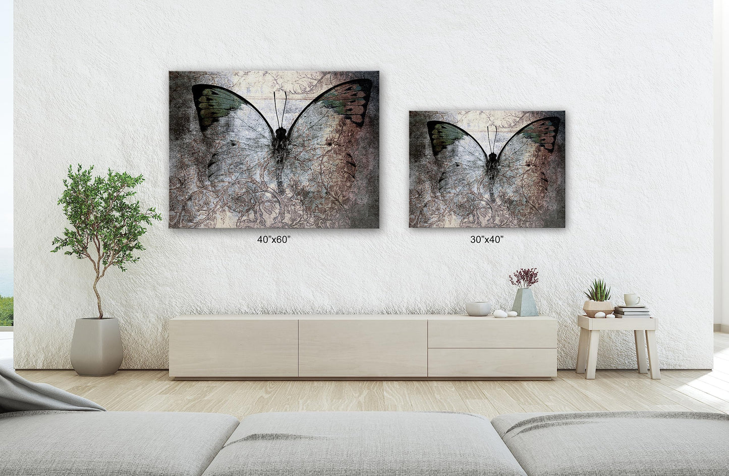 SpiritualHands Captivating ModernAbstract Canvas Wall Art for Living Room and Bedroom, Modern Black and White, Blue, and Textured Designs, Enhance Your Space with Large, Metal Accented Artwork, Perfect for Contemporary Home Decor (01 GRUNGE BUTTERFLY M AB