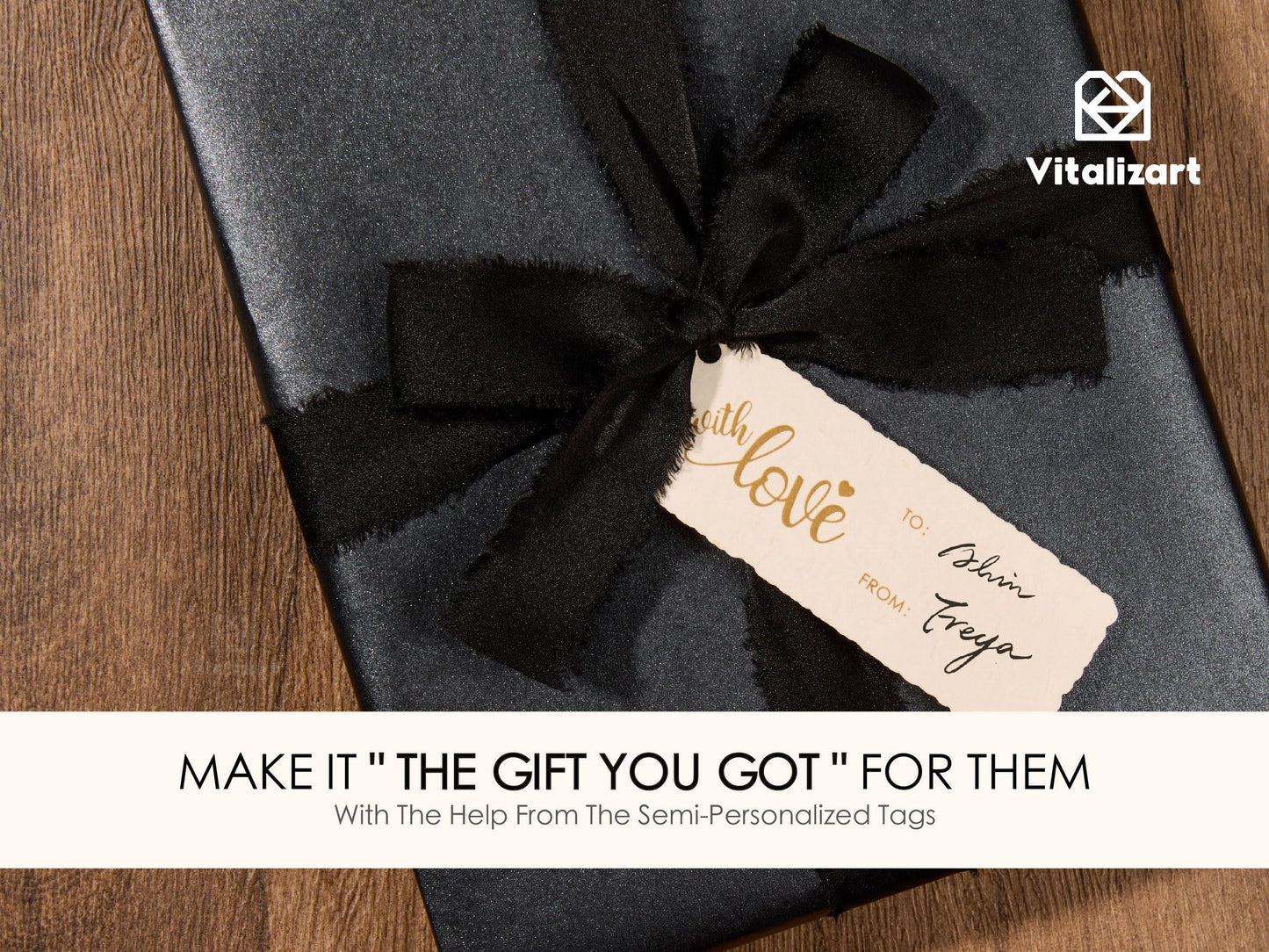 Vitalizart Black Wrapping Paper Set 17" Pearly-Lustre With Silk Like Satin Ribbon & Gift Tags Recyclable Christmas Gift Wrapping Birthday Baby Shower Wedding Handmade Crafts 197"(16.4 Ft)