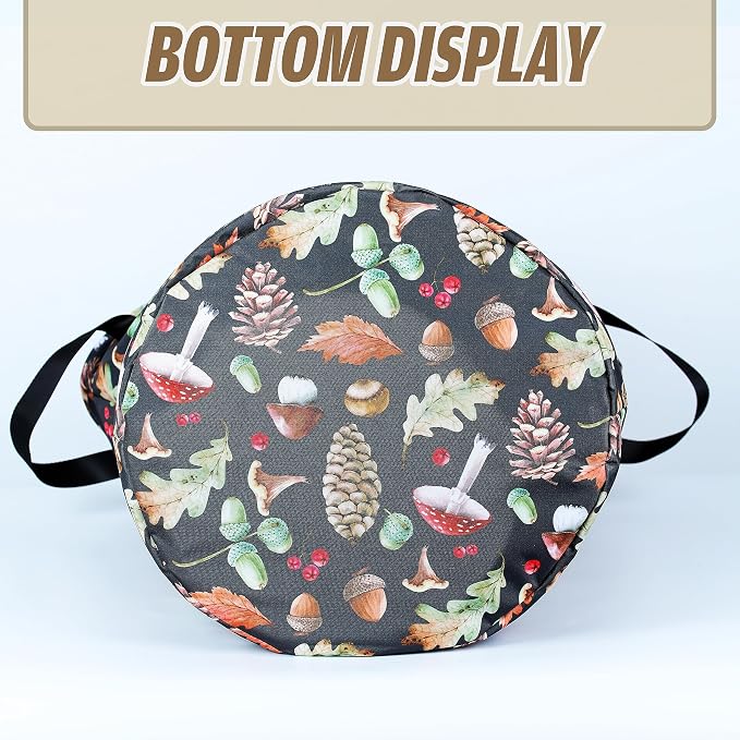 Vintage Mushrooms Laundry Basket Forest Plants Foldable Oxford Cloth Funny Tote Bag Laundry Hamper Clothes Storage Bucket Organizer For Bathroom/Laundry Storage/Bedroom 18.9x16.5 Inch