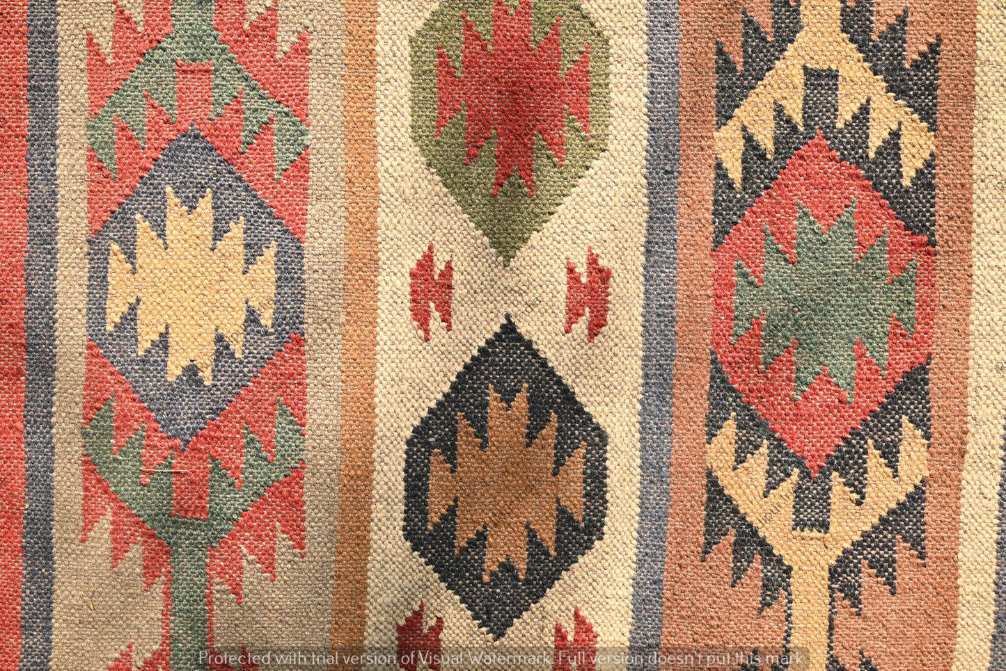 RugsJaipurIndia Handwoven Kilim Wool & Jute Area Rug - Flatweave Dhurrie Rug for Living Room Bedroom Kitchen or Entryway - Non-Slip Stylish Home Decor Rug (Wool & Jute)
