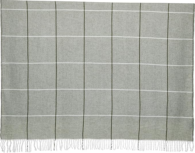 Arus Acrylic Highlands Collection Queen Size Tartan Plaid Design Throw Blanket Green Stripes, 60x80 inches